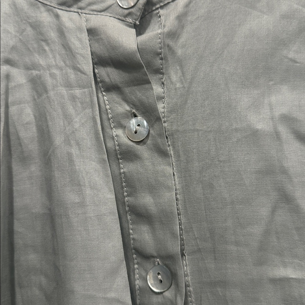 matthildur green long sleeve tunic button up shirt avant garde lagenlook NWT - Picture 3 of 10